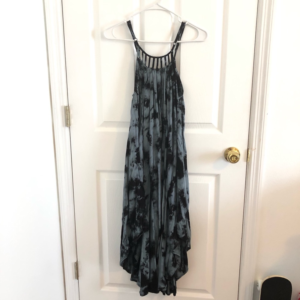 Flowy grey and black tie dye dress